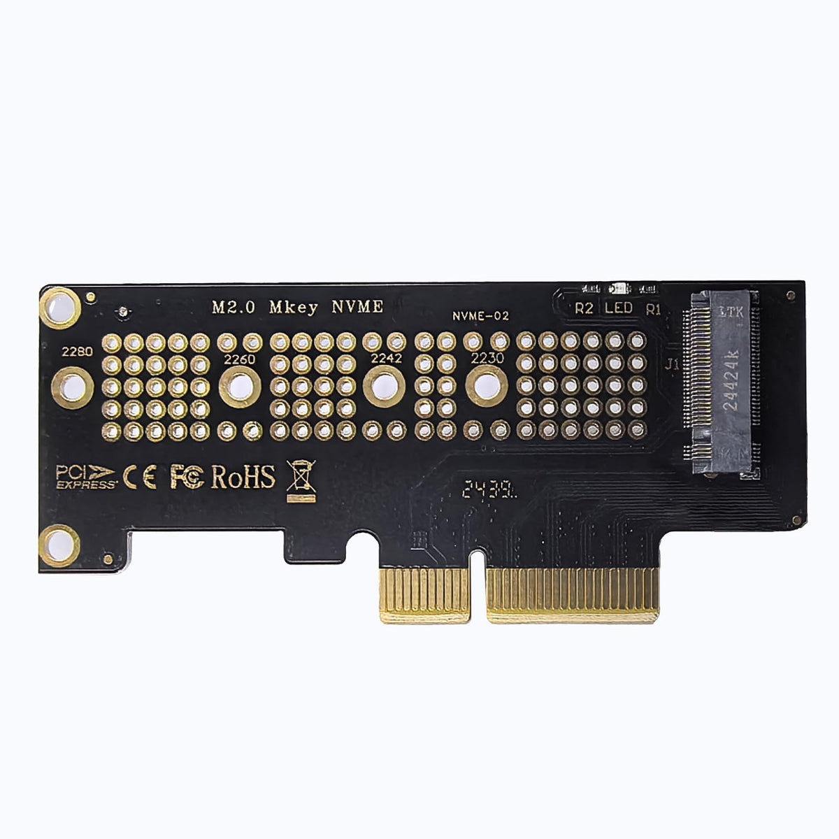 WLGQ M.2 NVMe SSD to PCIe X4 Adapter Card, Black, Supports 2230/2242/2260/2280