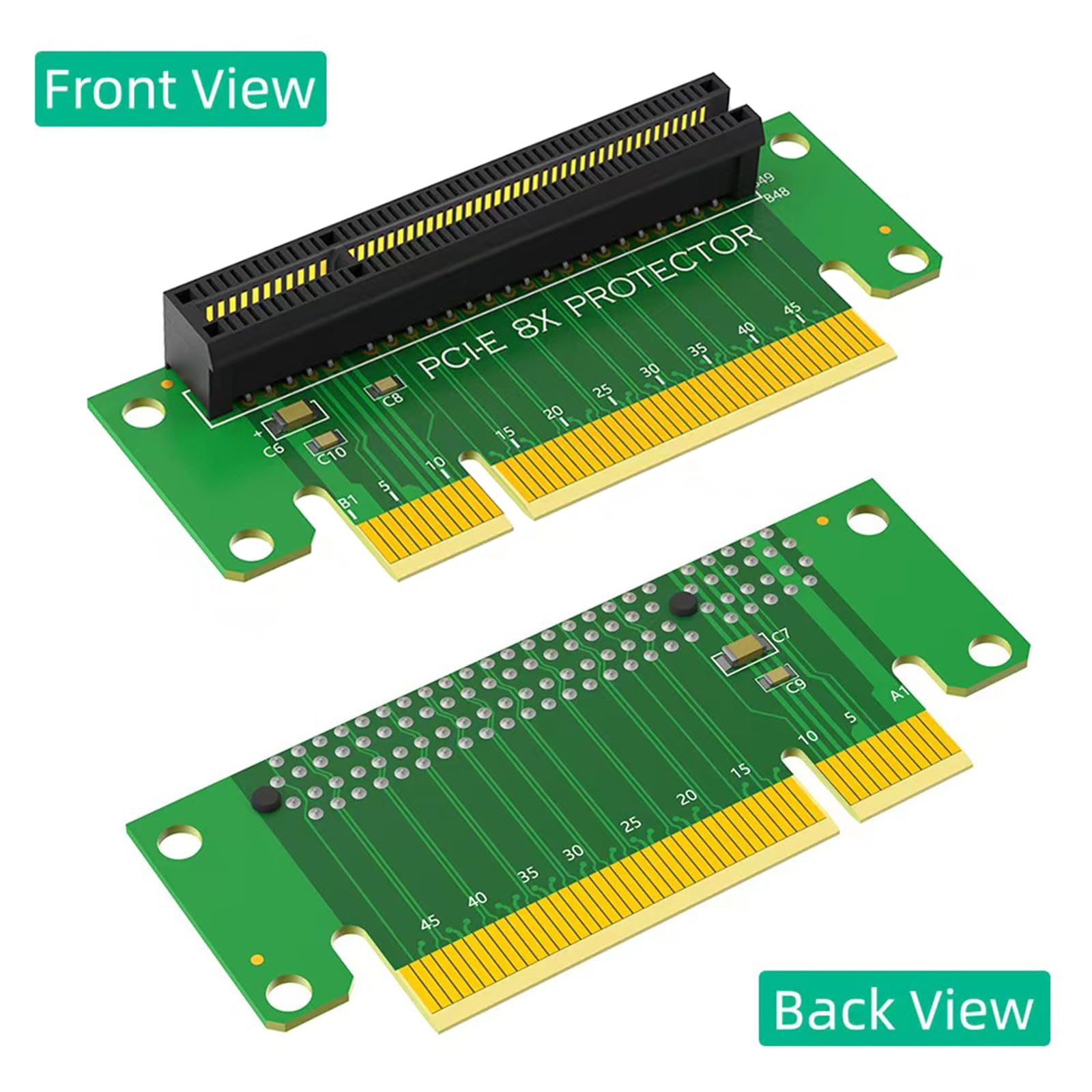 WLGQ PCIE X8 Male to Female Riser Card, PCI Express PCI-E 8X Left 90 Degree Adapter，Suitable for Server, Desktop, Bitcoin Mining Machine Transfer
