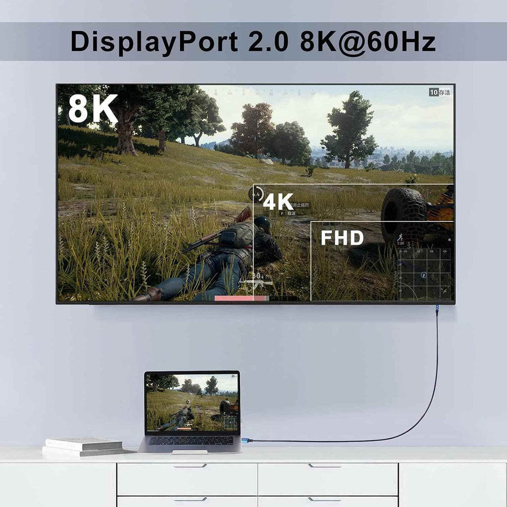 WLGQ 8K@60Hz Mini DisplayPort to DisplayPort （Mini DP to DP1.4） Mini DP (Thunderbolt Compatible) 4k@120Hz 2k@144Hz 1M