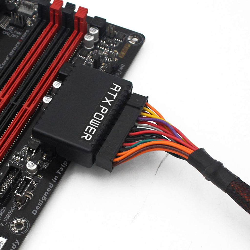 WLGQ ATX 24 Pin 90 Degree Right Angle Male to Female Adapter, Protective Shell for PC Motherboard Power Supply