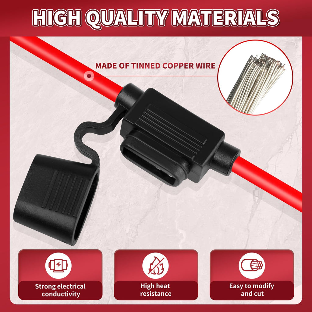 Inline Fuse Holder 12V 2 Pack, 8 AWG Waterproof Blade Fuse Holder 11.8 Inch, in Line Fuses Holders 12V with 2 Pcs Maxi Car Fuses 80A for Automotive, Marine by XIOGZAXI