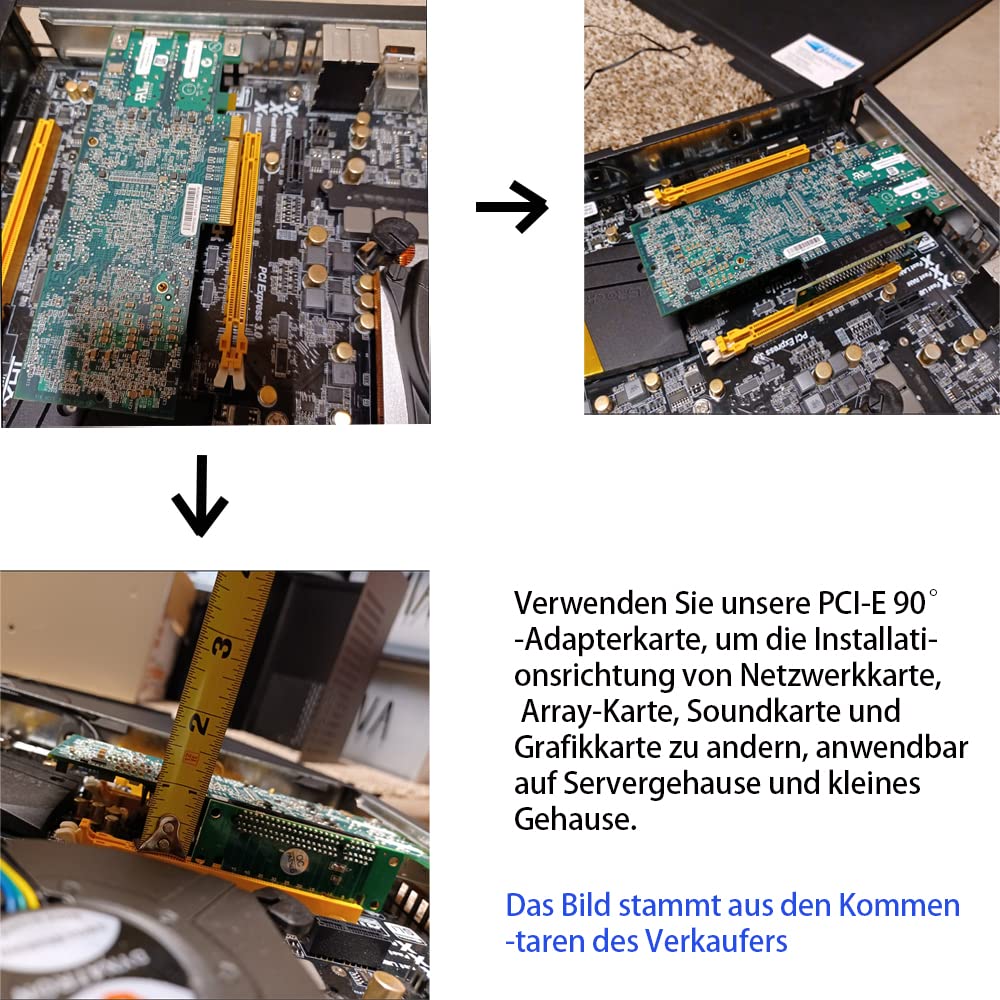WLGQ PCIE X8 Male to Female Riser Card, PCI Express PCI-E 8X Left 90 Degree Adapter，Suitable for Server, Desktop, Bitcoin Mining Machine Transfer