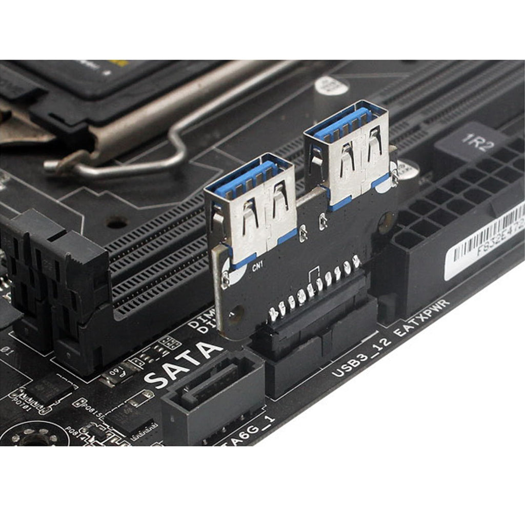 WLGQ USB 3.0 Dual Port Adapter – 19/20 PIN to Dual USB 3.0 Female Header for PC Motherboard Expansion (A) 