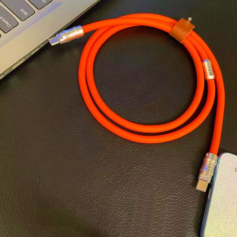 WLGQ Geek Industrial Style Handmade Custom Type C to C PD 100W Skin-Friendly Silicone Material Fast Charging Cable Metal Plug Shell USB-C Laptop Tablet Phone Universal Charging Cable (Blue 3.3Ft)