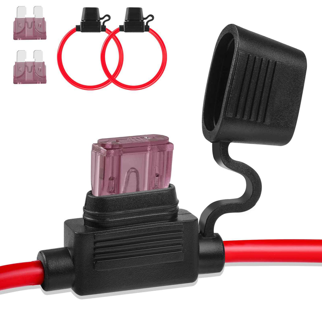 Inline Fuse Holder 12V 2 Pack, 8 AWG Waterproof Blade Fuse Holder 11.8 Inch, in Line Fuses Holders 12V with 2 Pcs Maxi Car Fuses 80A for Automotive, Marine by XIOGZAXI