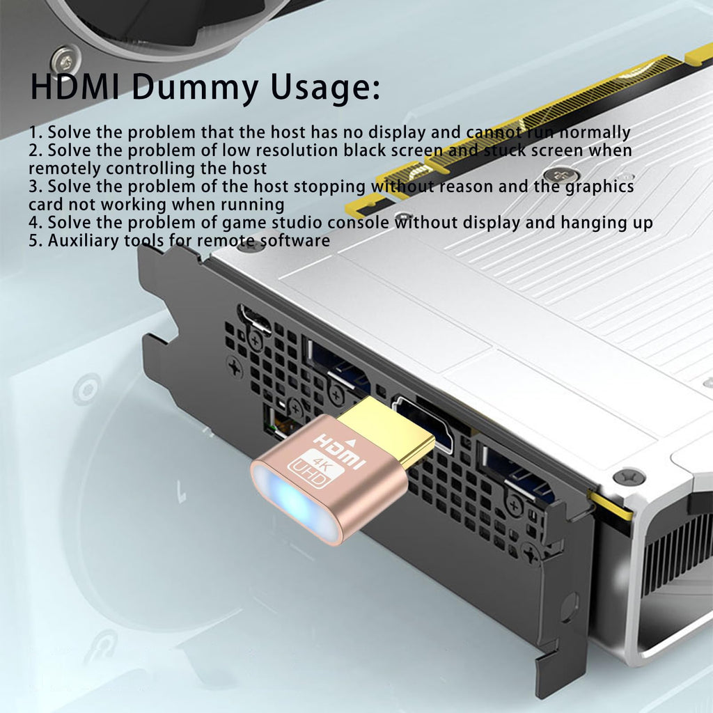 WLGQ 4K HDMI Dummy Load Virtual Plug High Resolution Virtual Monitor Display Emulator Next Generation Headless Display Adapter (Black Color - 1pcs)
