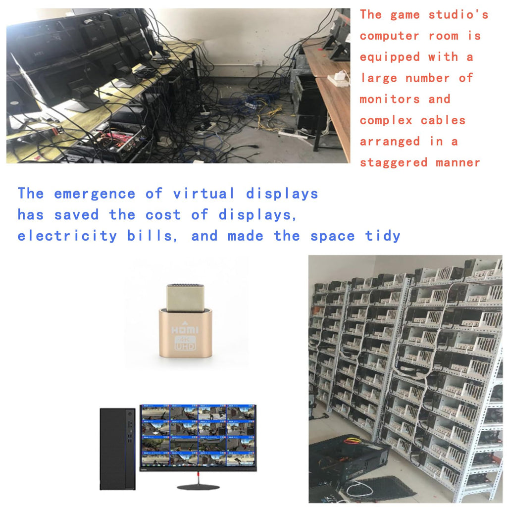 WLGQ 4K HDMI Dummy Load Virtual Plug High Resolution Virtual Monitor Display Emulator Next Generation Headless Display Adapter (Black Color - 1pcs)