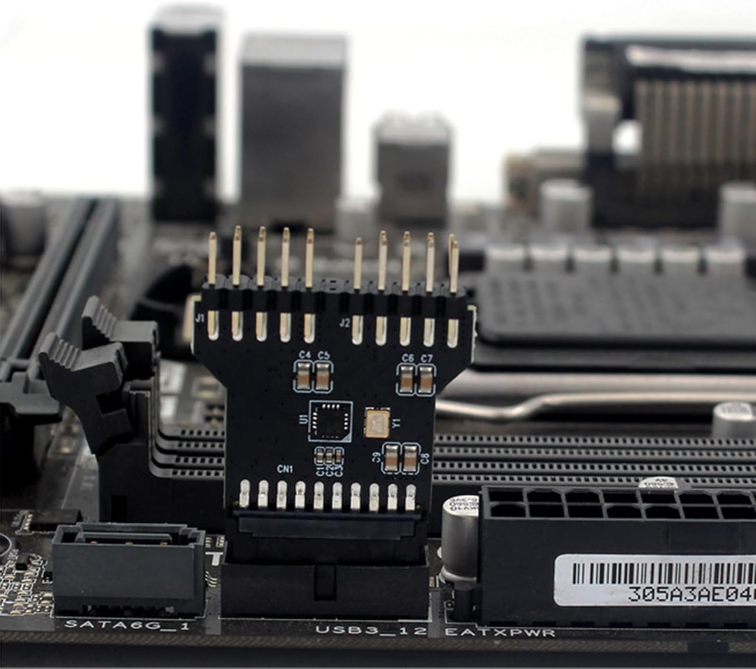 WLGQ USB 3.0 19/20 PIN to Dual Motherboard USB 2.0 9PIN Adapter, Black PCB Board, Computer Internal Header Converter