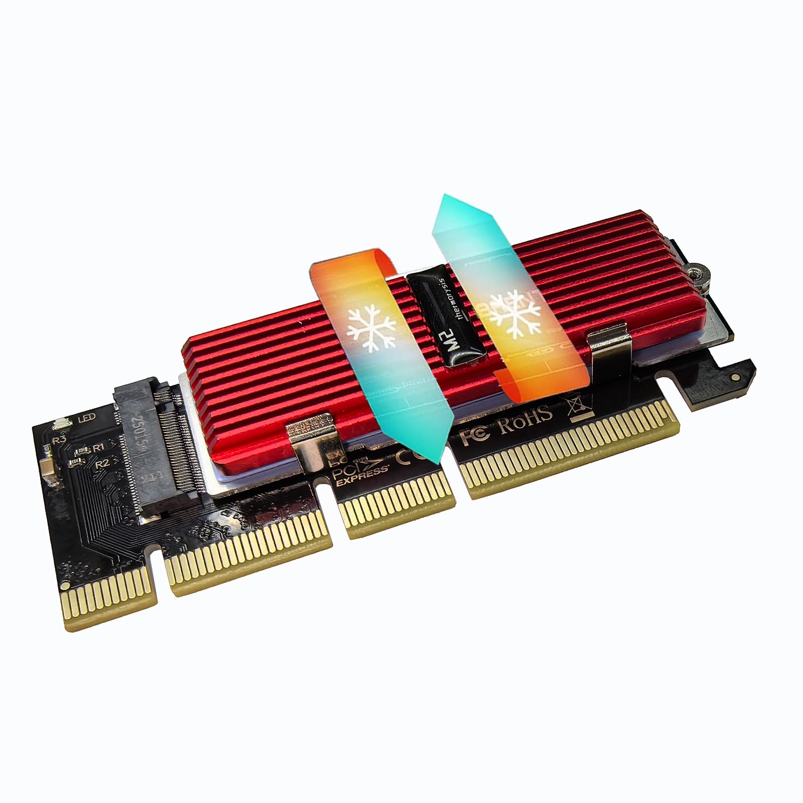 WLGQ M.2 NVMe SSD to PCIe X4 Adapter Card, Black, Supports 2230/2242/2260/2280