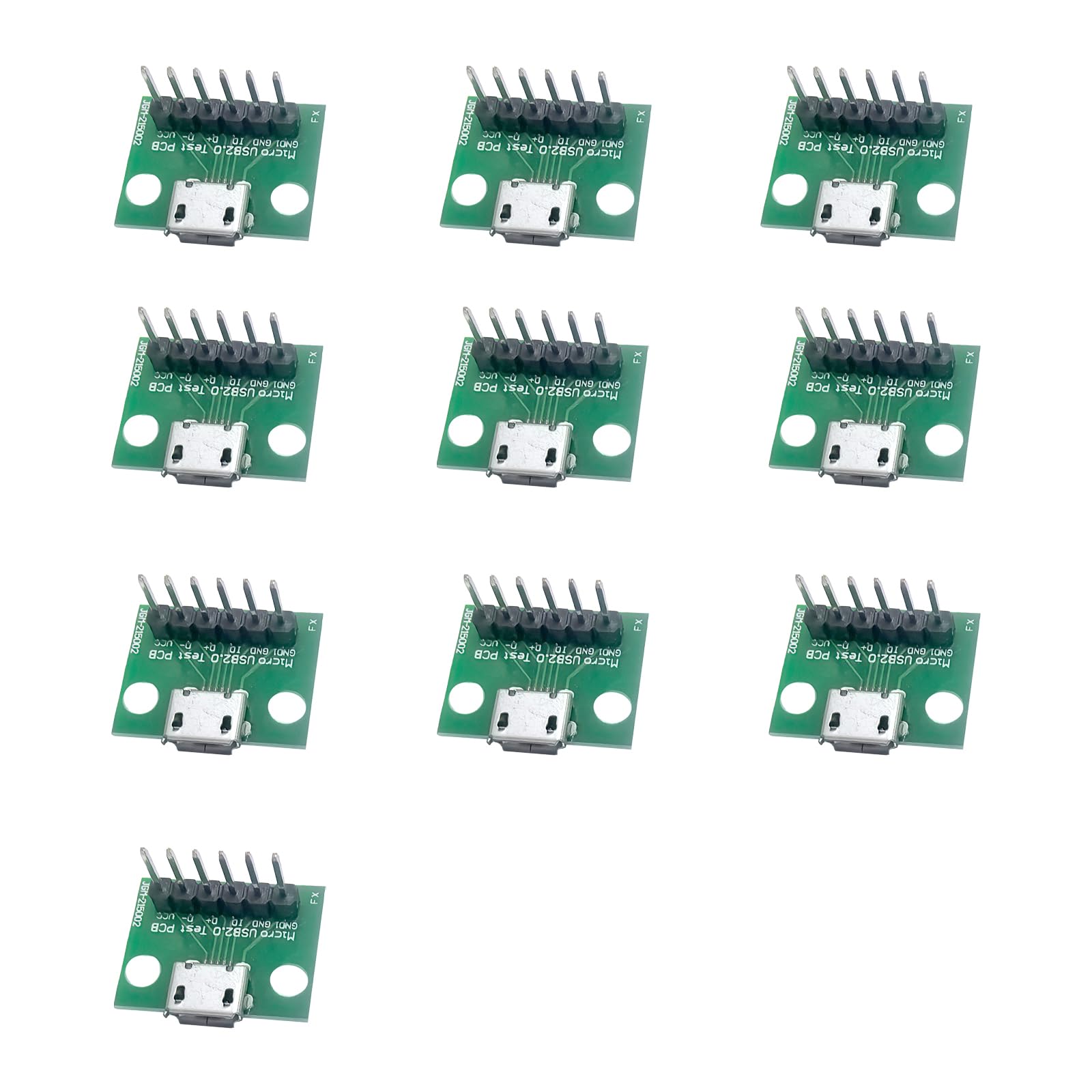 WLGQ Micro USB 2.0 Test PCB Breakout Board, 6-Pin Interface, 10 Pack