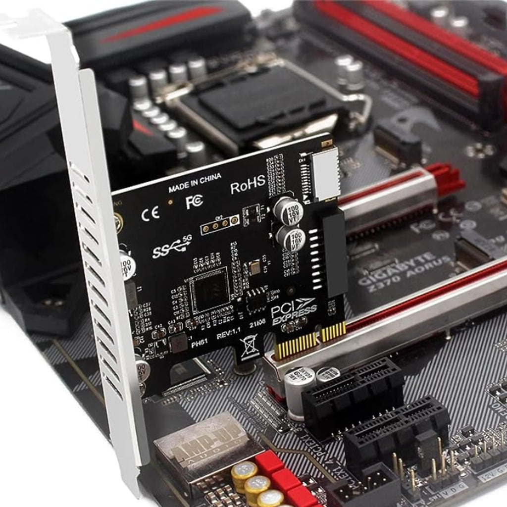 WLGQ PCI-E Rear Panel Adapter Card 1X to USB 3.2 GEN1 5Gbps Type-E Transfer USB C Female+ IDC 19Pin Transfer USB A Female Socket Expansion