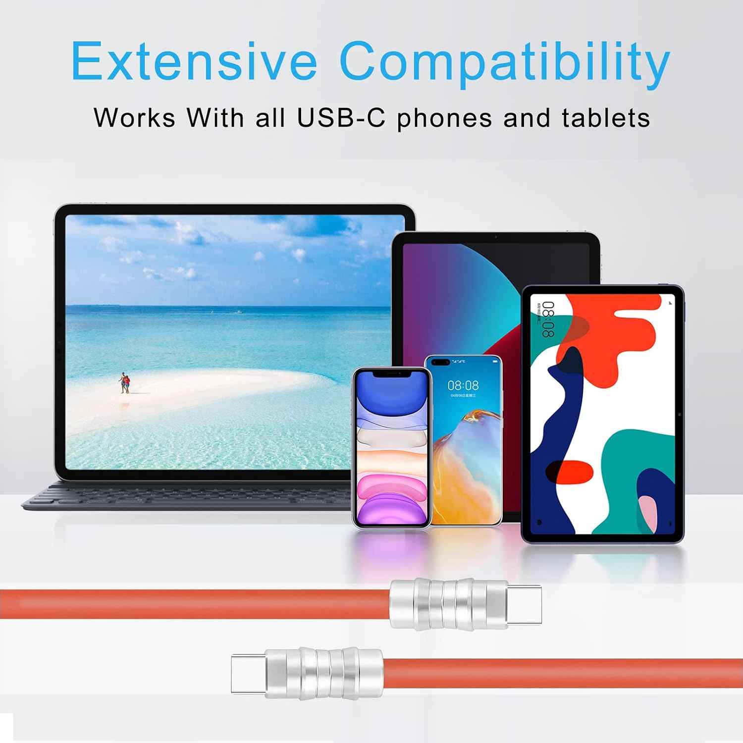 WLGQ USB to USB C Chubby Cable, Geek Industrial Style USB 2.0 to Type C Liquid Silicone Fast Charging Cable USB-C Interface Device Universal (Only customization is accepted, including customization of appearance and LOGO. No inventory available)