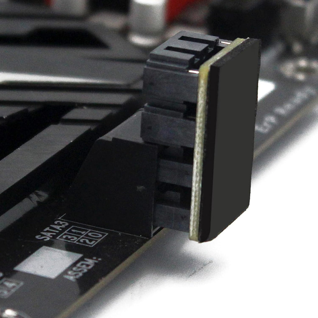 WLGQ Double-Layer SATA 7-Pin Male to Female 180-Degree Adapter, 4 Ports, Black, Matte Finish, EVA Insulated, Motherboard Adapter