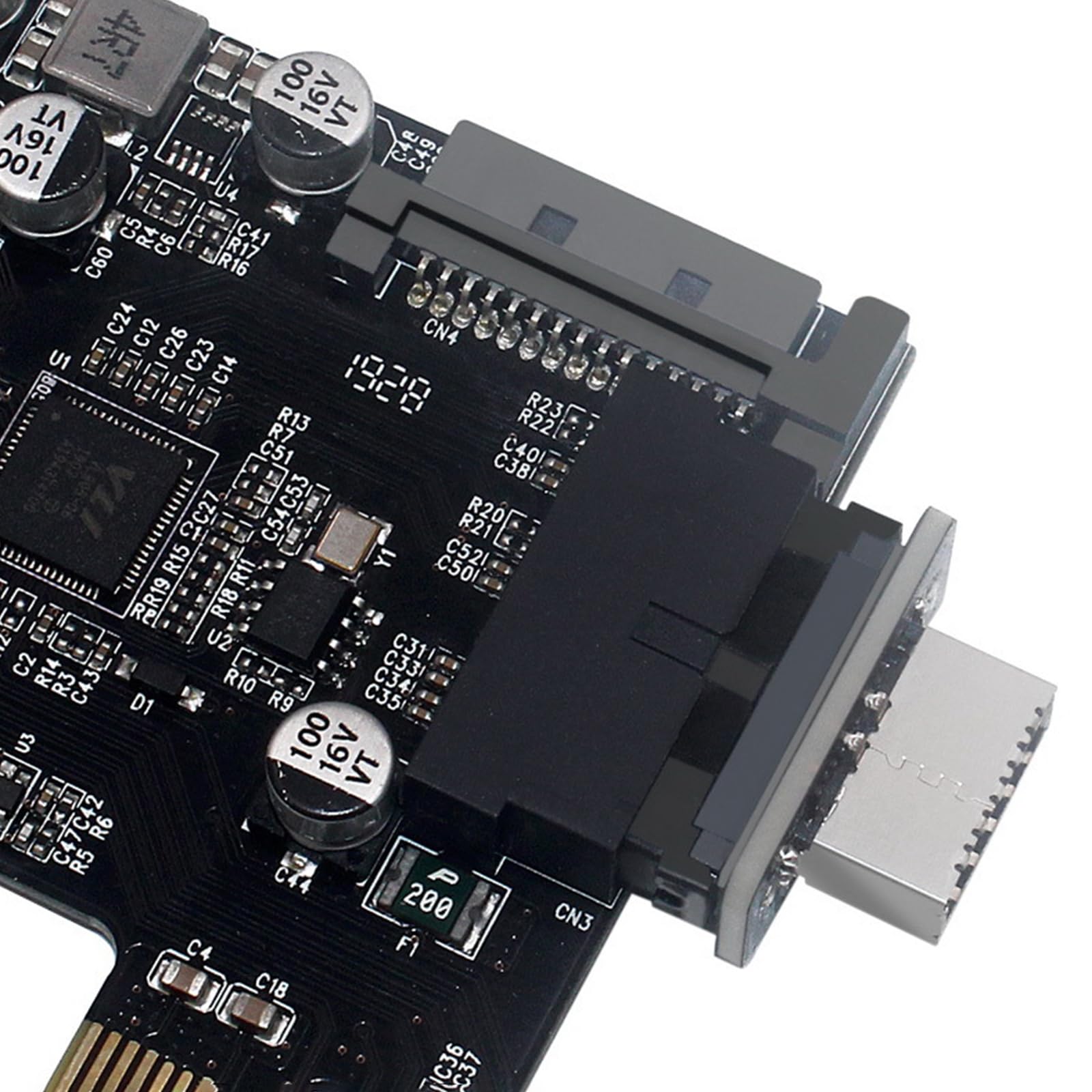 WLGQ USB 3.0 19-Pin to USB 3.2 Type E Adapter, Internal Motherboard Converter, Front Panel Type-C Port, Black 