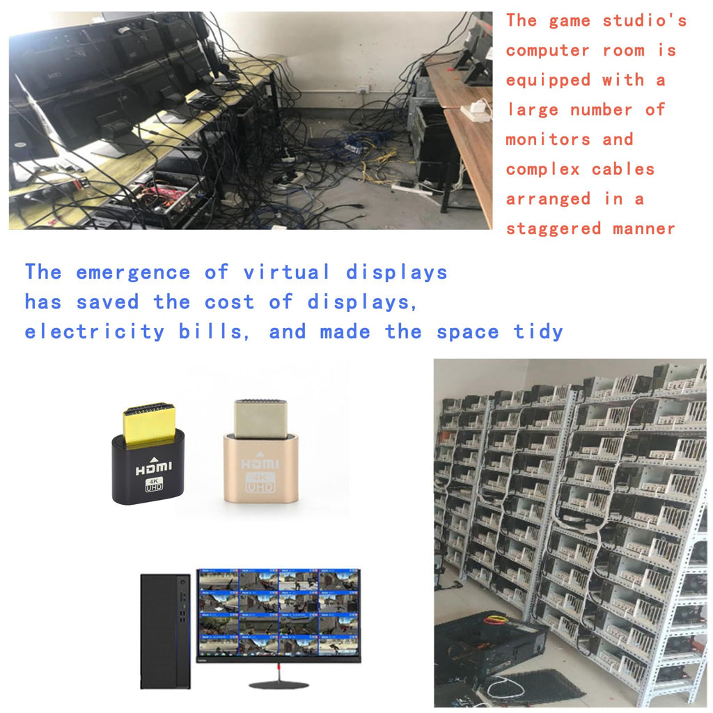 WLGQ 4K HDMI Dummy Load Virtual Plug High Resolution Virtual Monitor Display Emulator Next Generation Headless Display Adapter (Black Color - 1pcs)