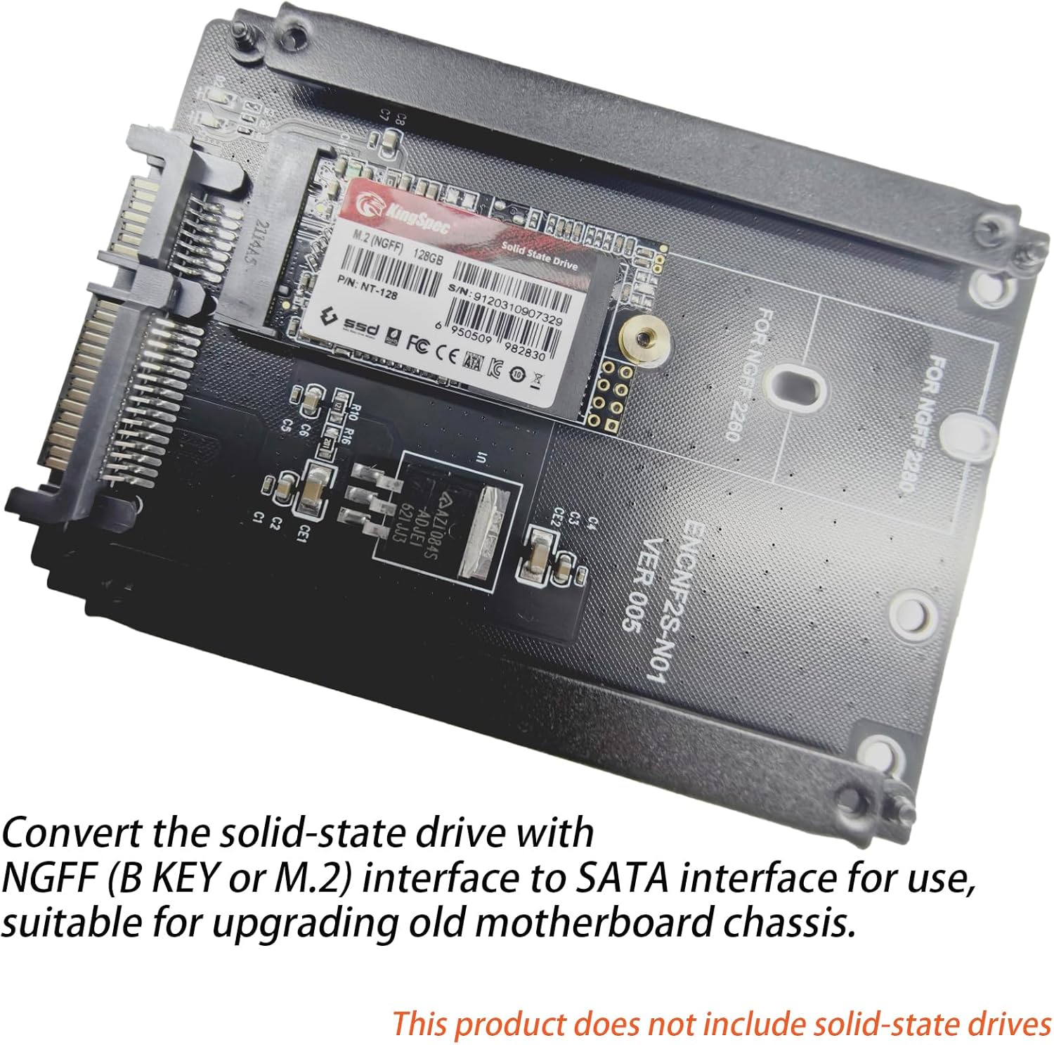 WLGQ NGFF M.2 B Key SSD Interface to SATA Adapter Card with Desktop Hard Drive Bracket
